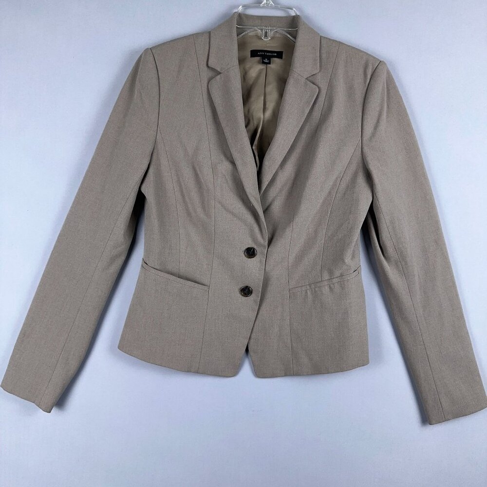 Ann Taylor Tropical Blazer Jacket Womens Size 6 Single Breasted Lined Gray